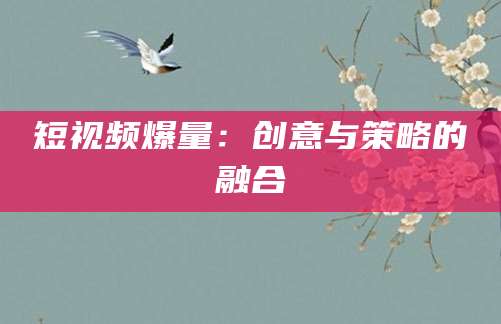 短视频爆量：创意与策略的融合